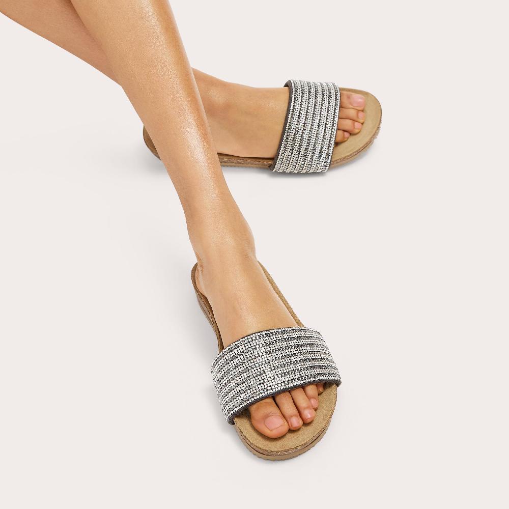 Carvela SUPER Silver Crystal Slip On Sandal By CARVELA COMFORT