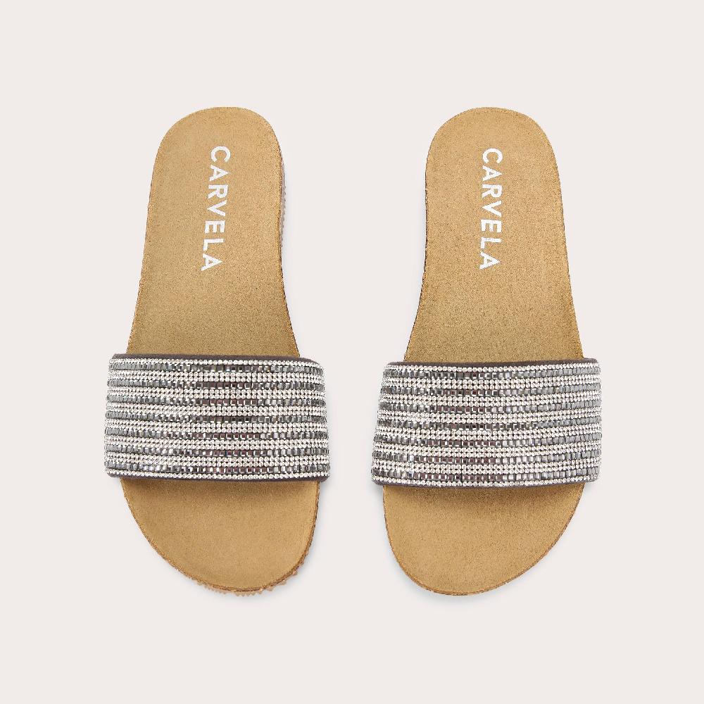 Carvela SUPER Silver Crystal Slip On Sandal By CARVELA COMFORT