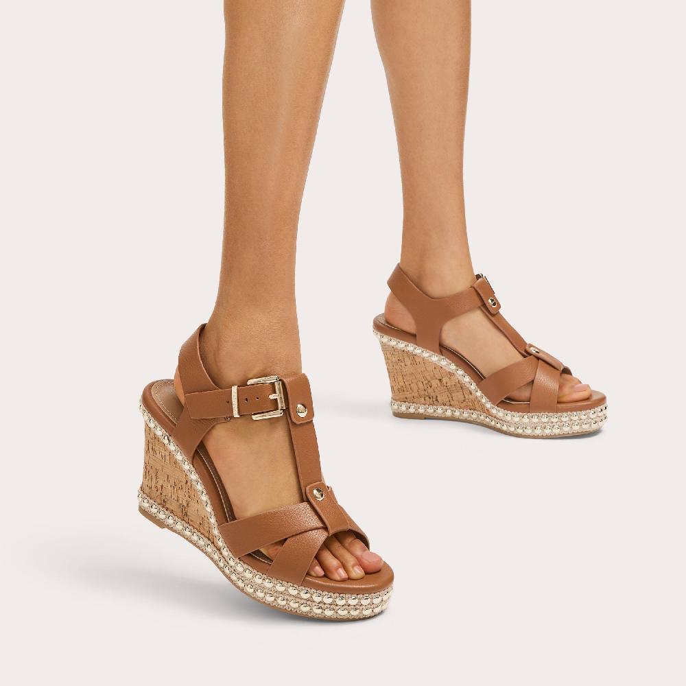 Carvela SUPER STUD Tan Leather Wedge Heel By CARVELA