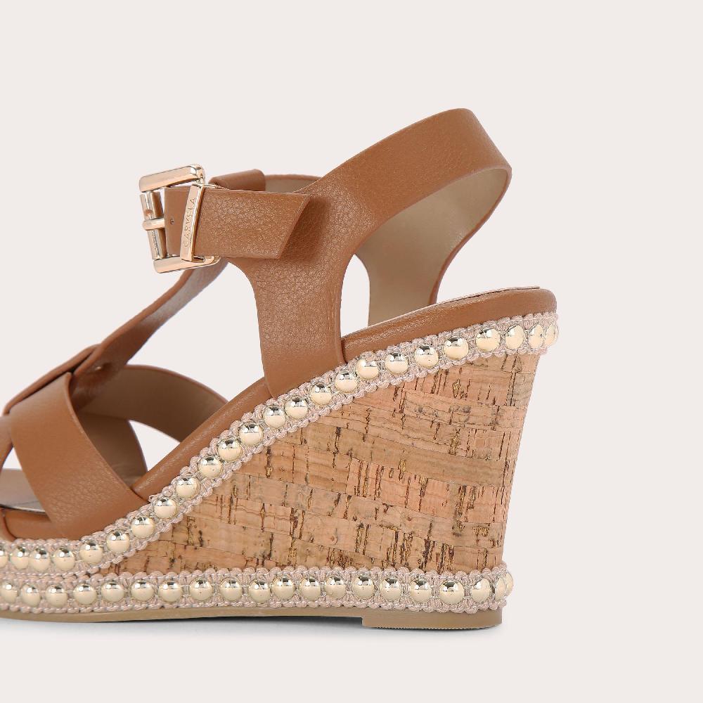 Carvela SUPER STUD Tan Leather Wedge Heel By CARVELA