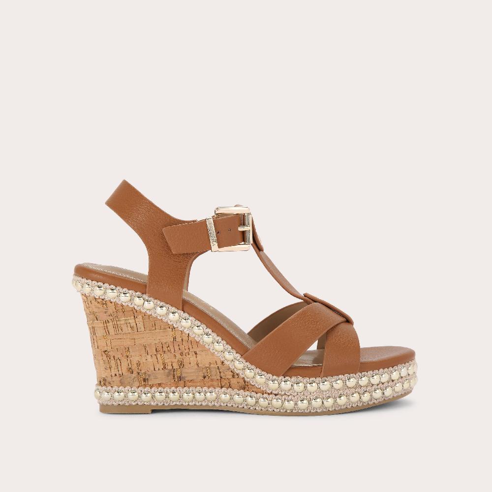 carvela SUPER STUD Tan Leather Wedge Heel by CARVELA