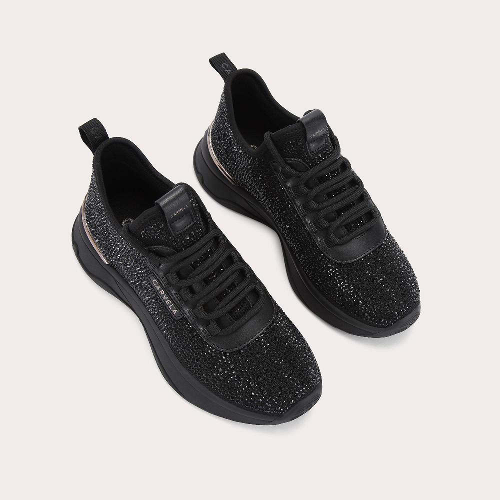 Carvela SWIFT JEWEL RUNNER Black Crystal Lace Up Trainer By CARVELA