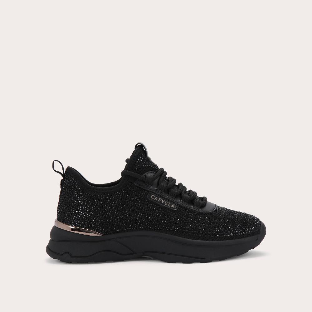 carvela SWIFT JEWEL RUNNER Black Crystal Lace Up Trainer by CARVELA