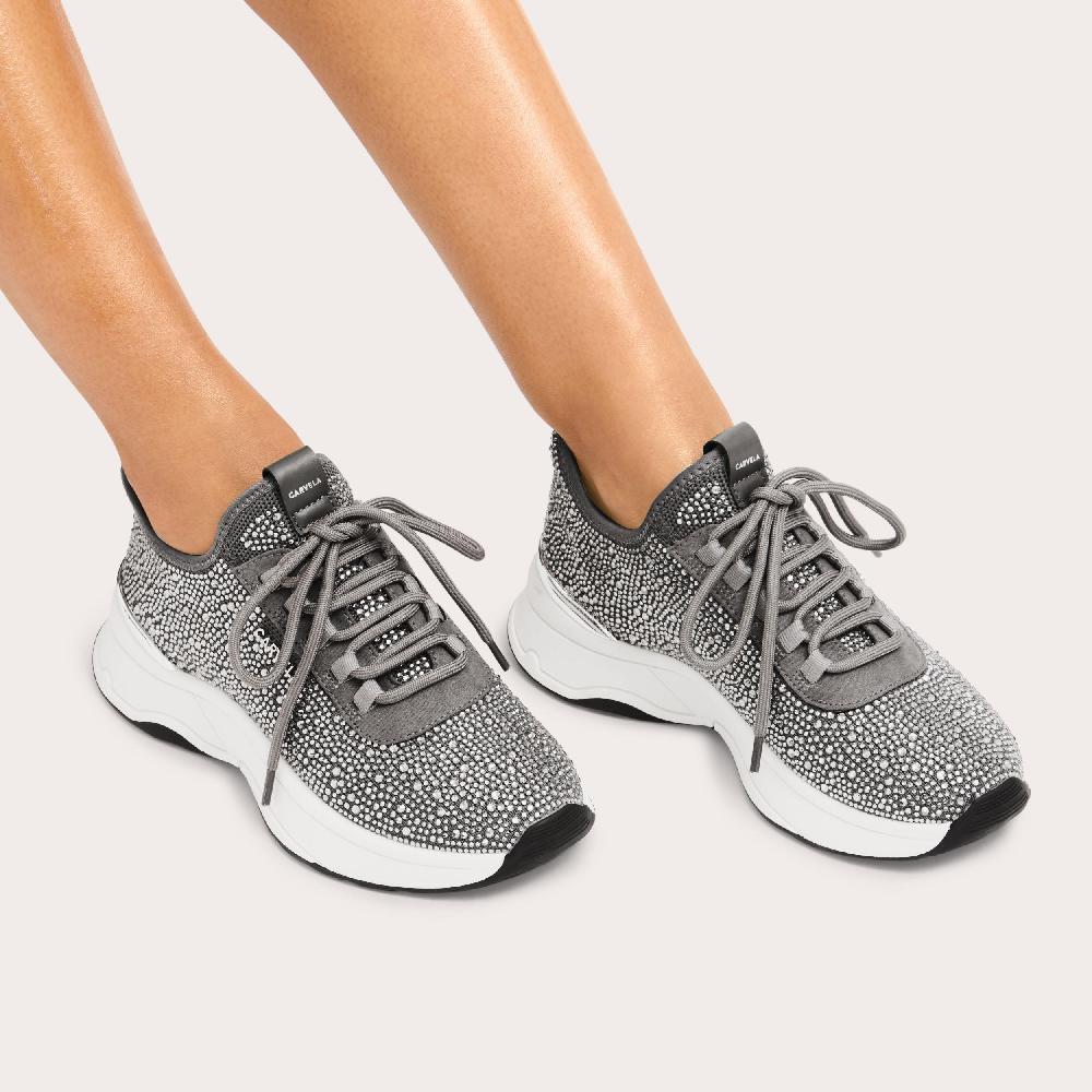 Carvela SWIFT JEWEL RUNNER Pewter Jewel Fabric Sneaker By CARVELA