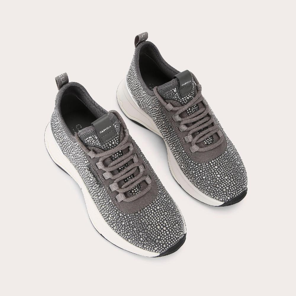 Carvela SWIFT JEWEL RUNNER Pewter Jewel Fabric Sneaker By CARVELA