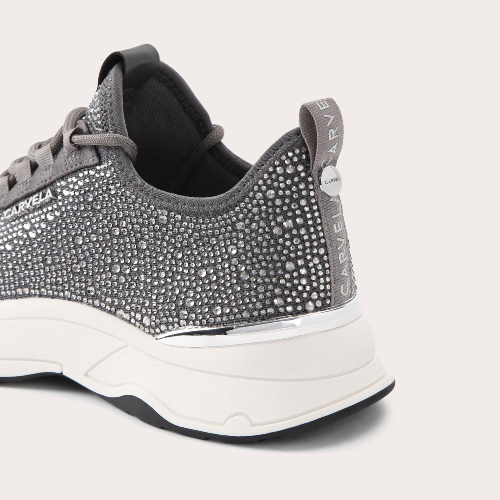 Carvela SWIFT JEWEL RUNNER Pewter Jewel Fabric Sneaker By CARVELA