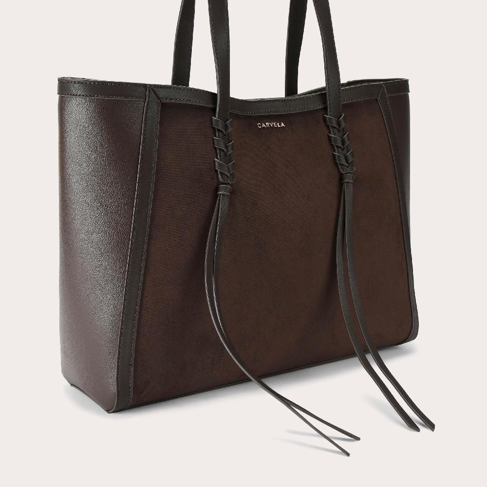 Carvela TASSEL WINGED TOTE Brown Microsuede Tote Bag By CARVELA