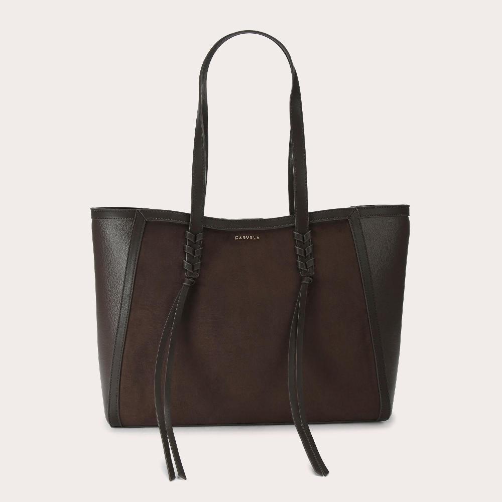 carvela TASSEL WINGED TOTE Brown Microsuede Tote Bag by CARVELA