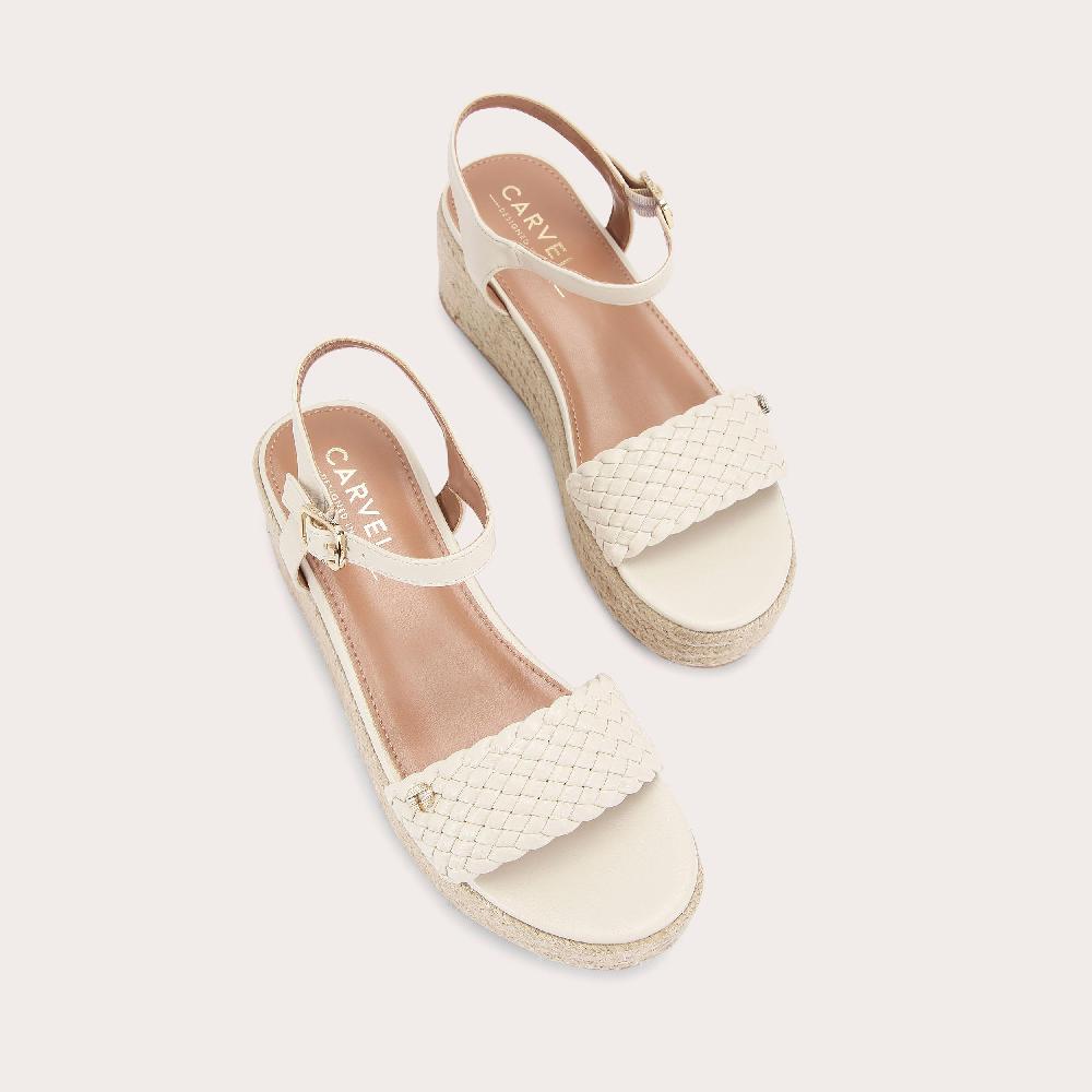 Carvela TRECCIA FLATFORM Bone Woven Flatform Sandal By CARVELA