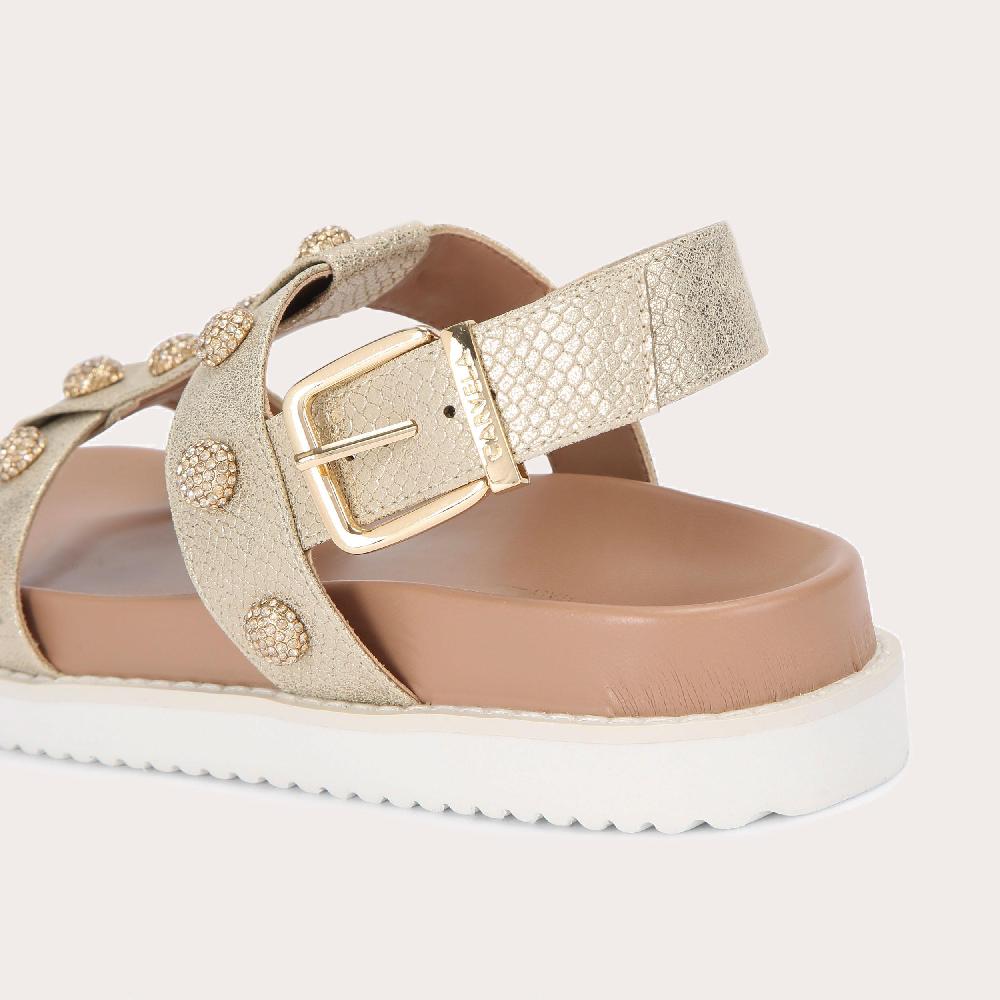 Carvela TRIUMPH SANDAL Snake Embossed Gold Metallic Sandal By CARVELA