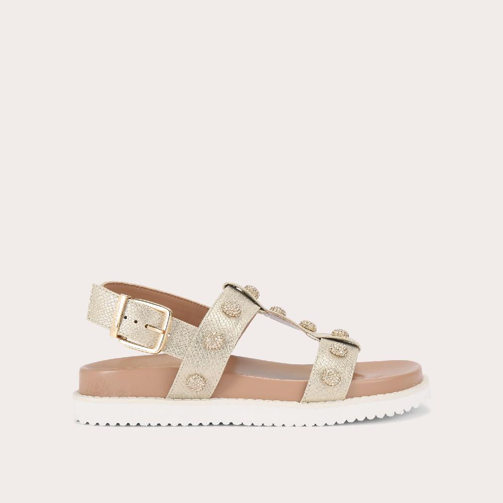 carvela TRIUMPH SANDAL Snake embossed Gold Metallic Sandal by CARVELA