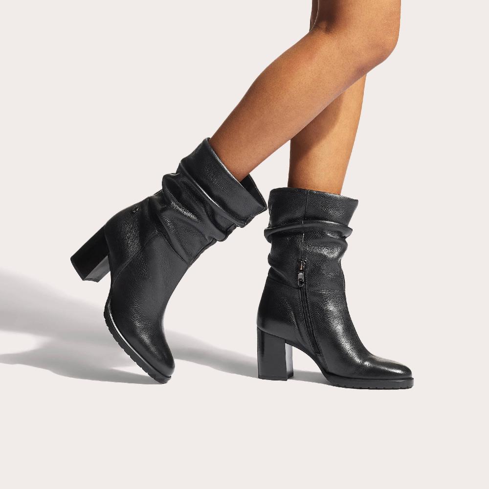 Carvela TURNUP Leather Textured Block Heel Ankle Boot By CARVELA COMFORT