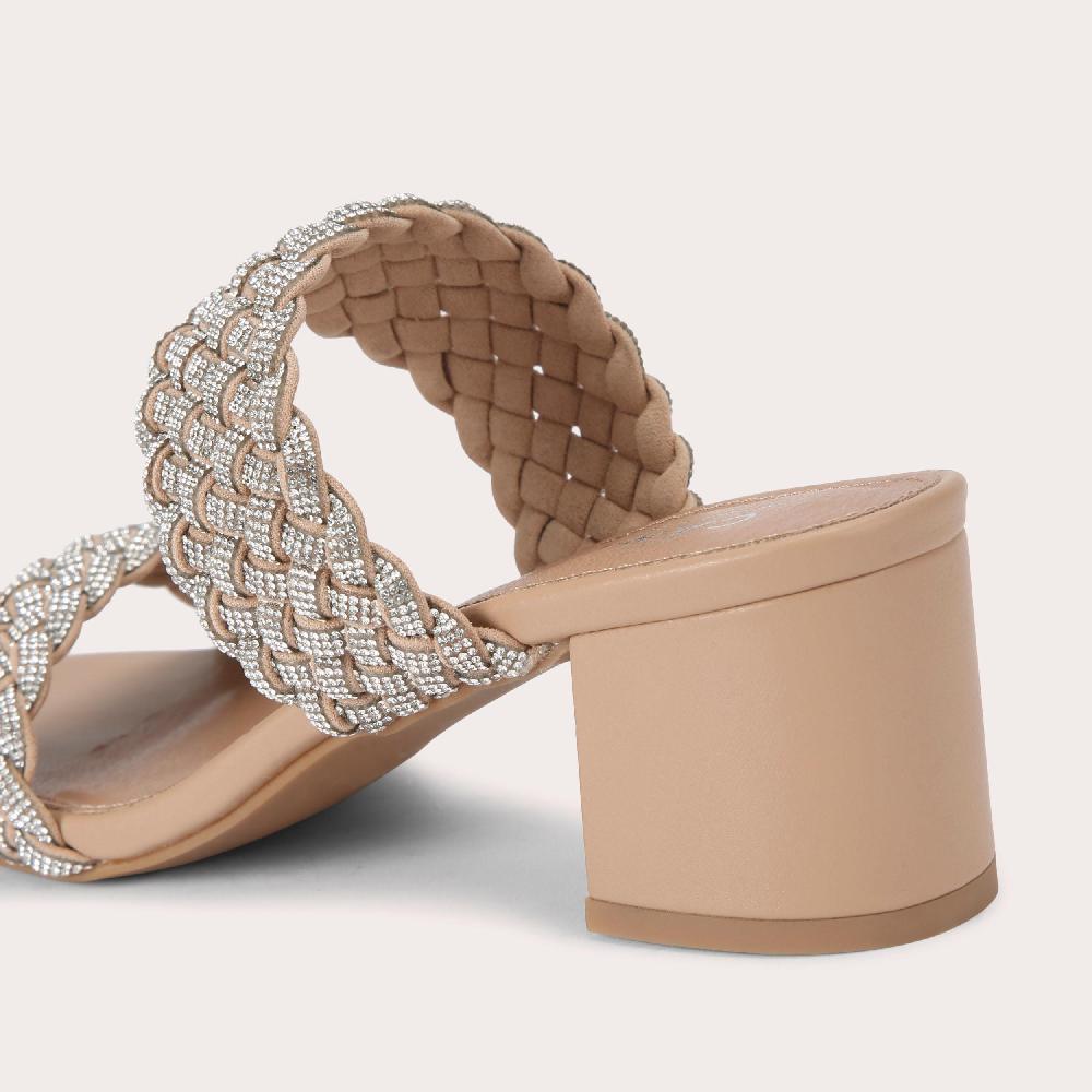 Carvela TWISTED JEWEL Beige Synthetic Crystal Block Heel By CARVELA