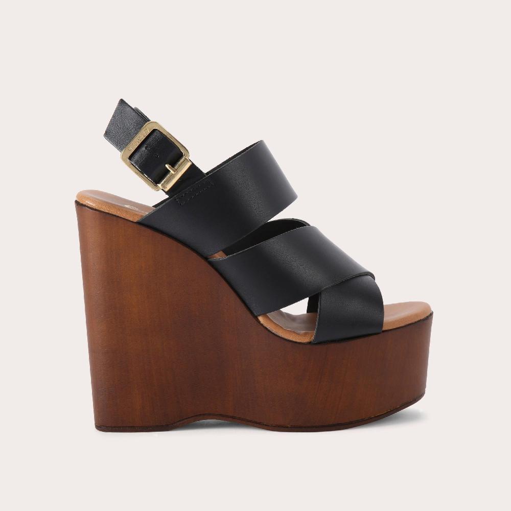 carvela UPSCALE WEDGE Black Leather Wedge Heels by CARVELA