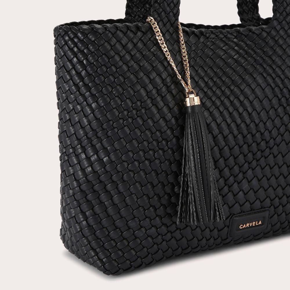 Carvela VERONA WEAVE TOTE BAG Black Woven Tote Bag By CARVELA