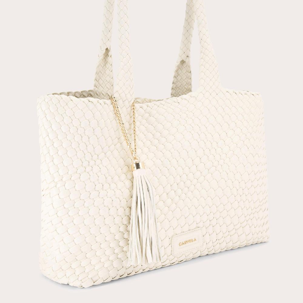 Carvela VERONA WEAVE TOTE BAG Bone Synthetic Tote Bag By CARVELA