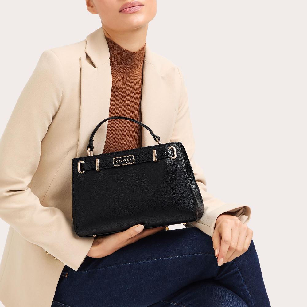 Carvela VIOLET BELTED MIDI Black Belted Midi Bag By CARVELA