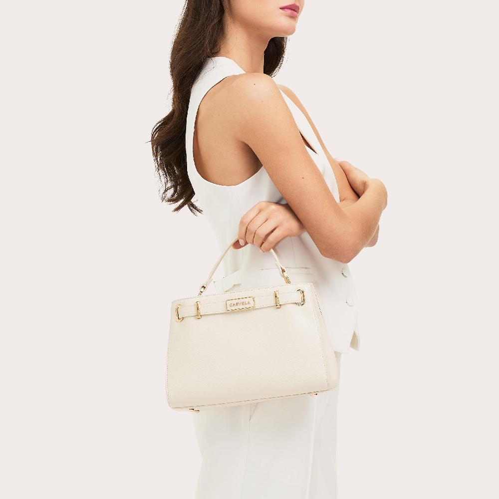 Carvela VIOLET BELTED MIDI Bone Textured Tote Bag By CARVELA