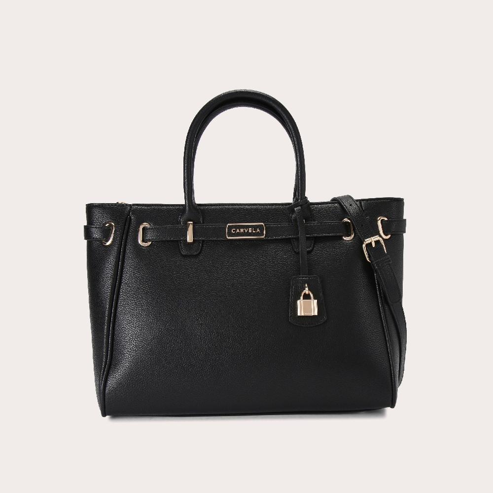 carvela VIOLET BELTED TOTE Black Belted Tote Bag by CARVELA