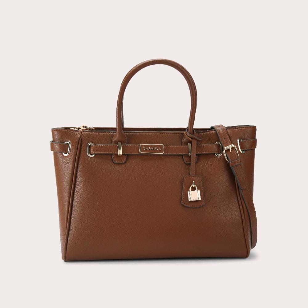 carvela VIOLET BELTED TOTE Brown Textured Tote Bag by CARVELA