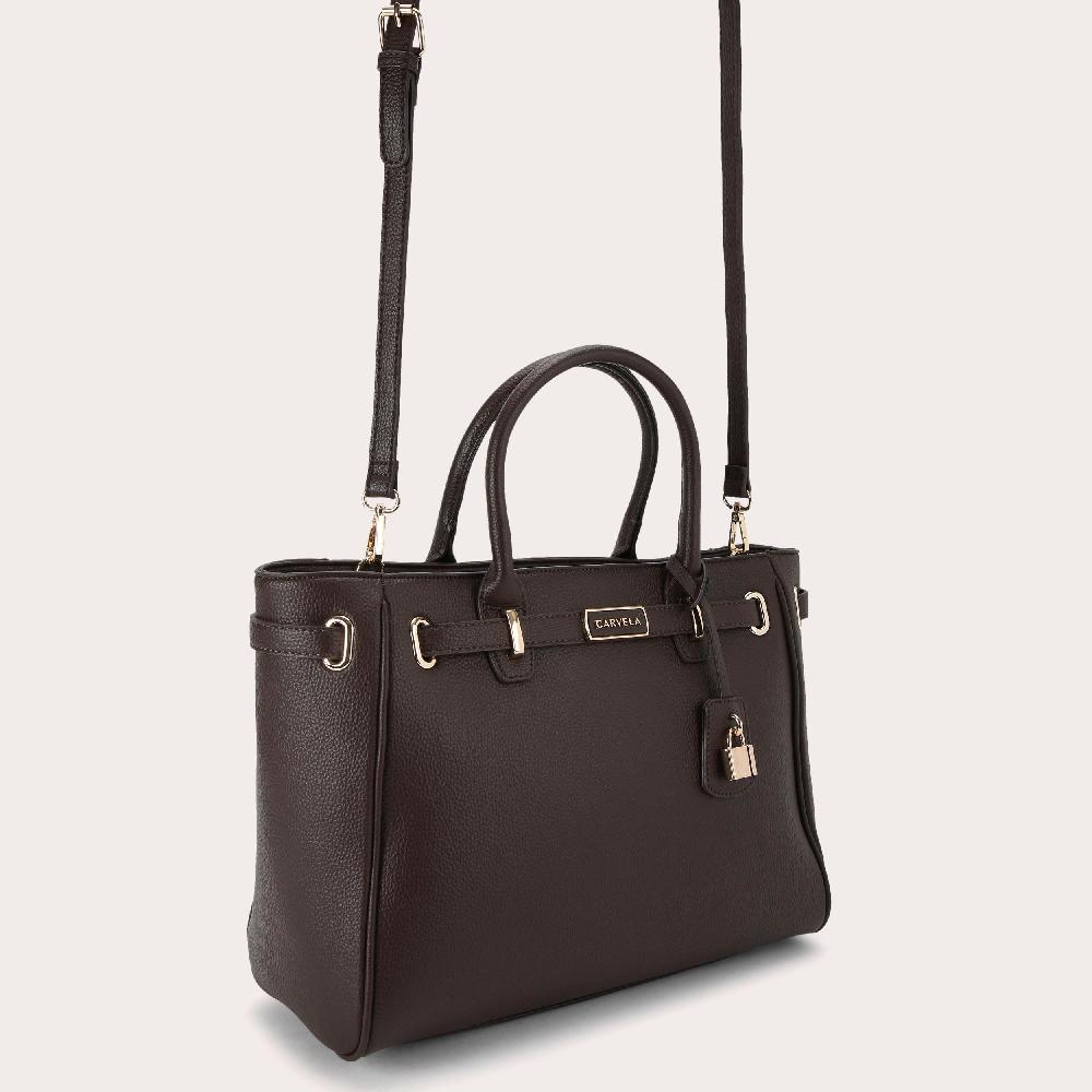 Carvela VIOLET BELTED TOTE Dark Brown Belted Tote Bag By CARVELA