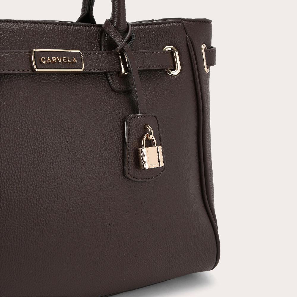 Carvela VIOLET BELTED TOTE Dark Brown Belted Tote Bag By CARVELA