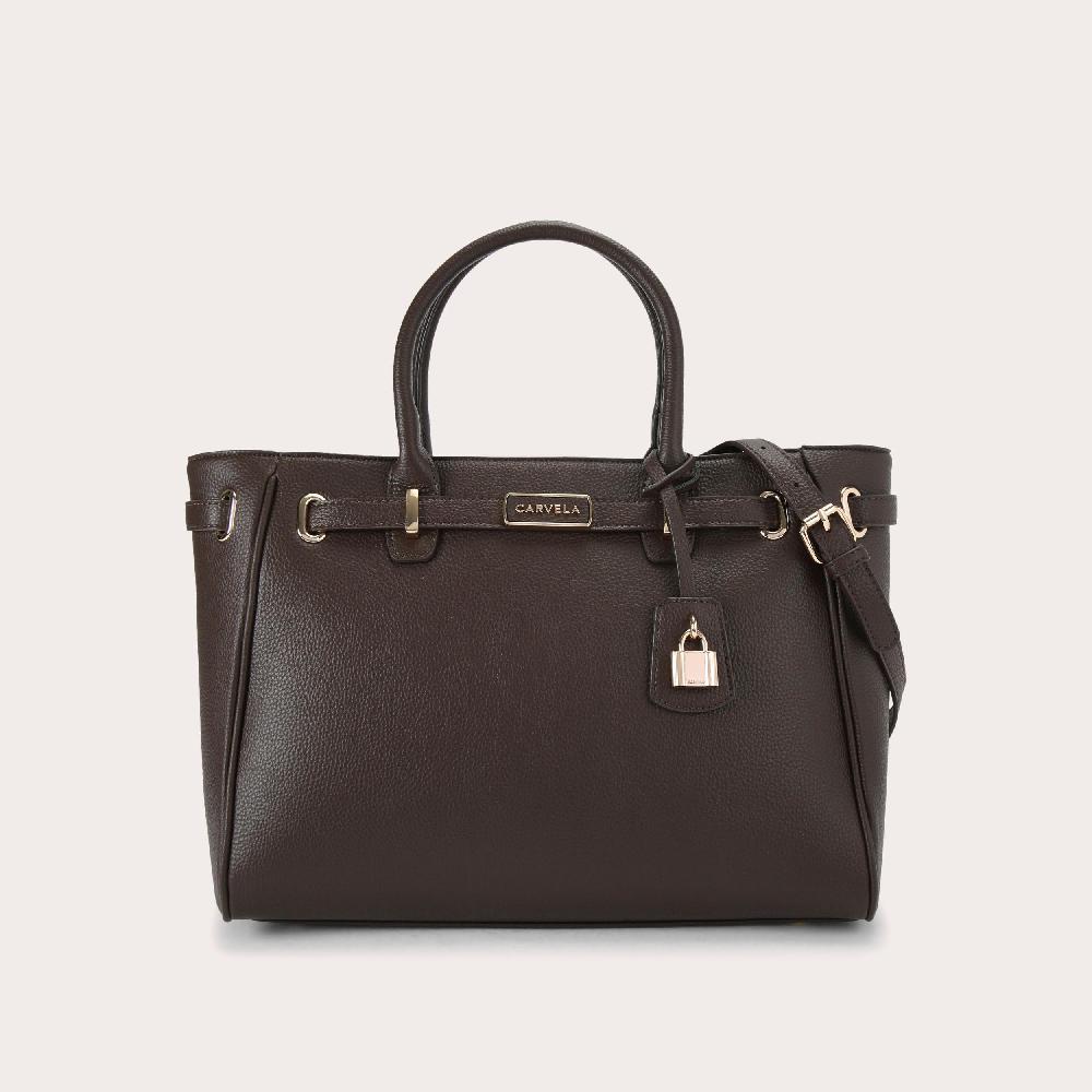 carvela VIOLET BELTED TOTE Dark Brown Belted Tote Bag by CARVELA