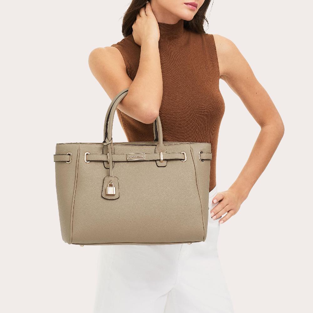 Carvela VIOLET BELTED TOTE Taupe Synthetic Violet Tote Bag By CARVELA