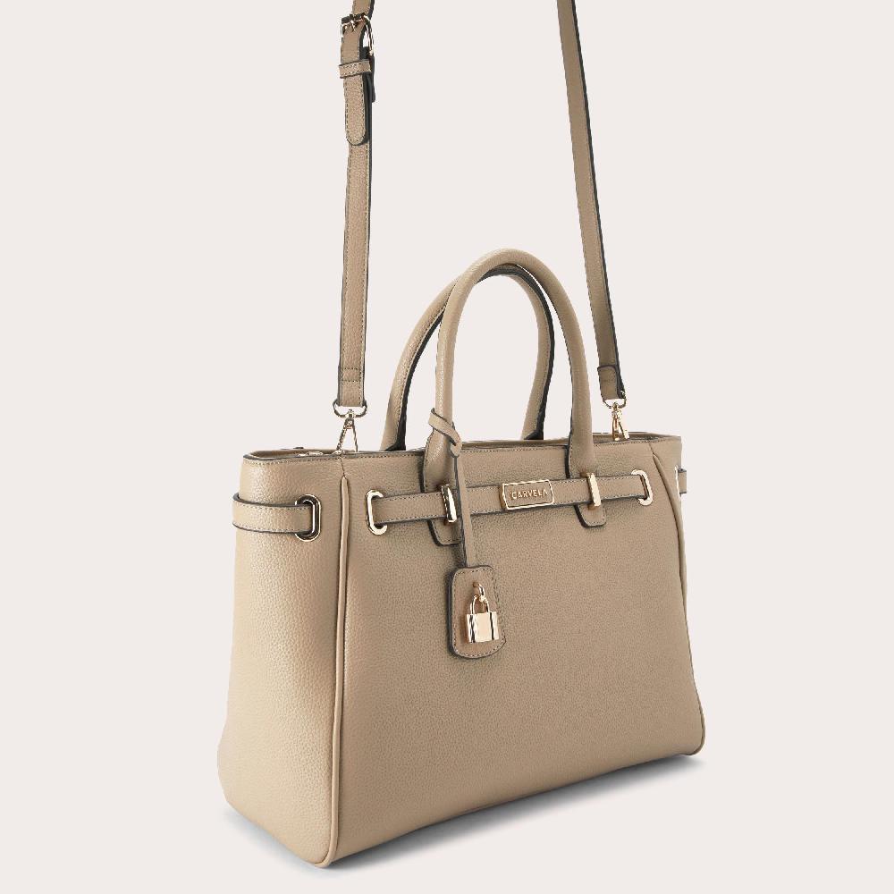 Carvela VIOLET BELTED TOTE Taupe Synthetic Violet Tote Bag By CARVELA