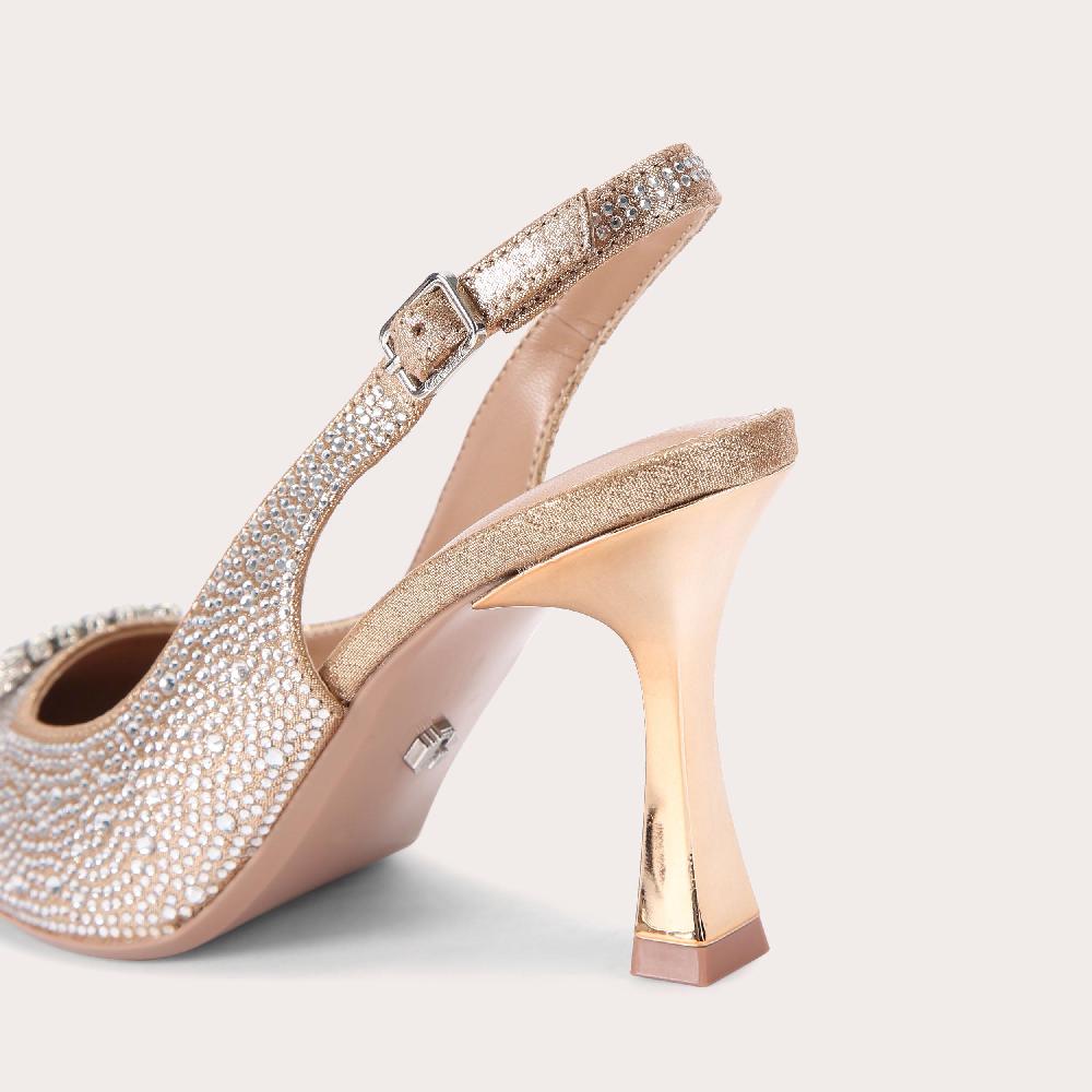 Carvela VIRTUE SLING Gold Crystal Slingback Heel By CARVELA