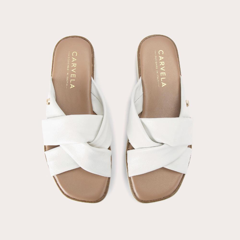 Carvela VITA CROSS STRAP Bone Leather Slip On Sandal By CARVELA COMFORT