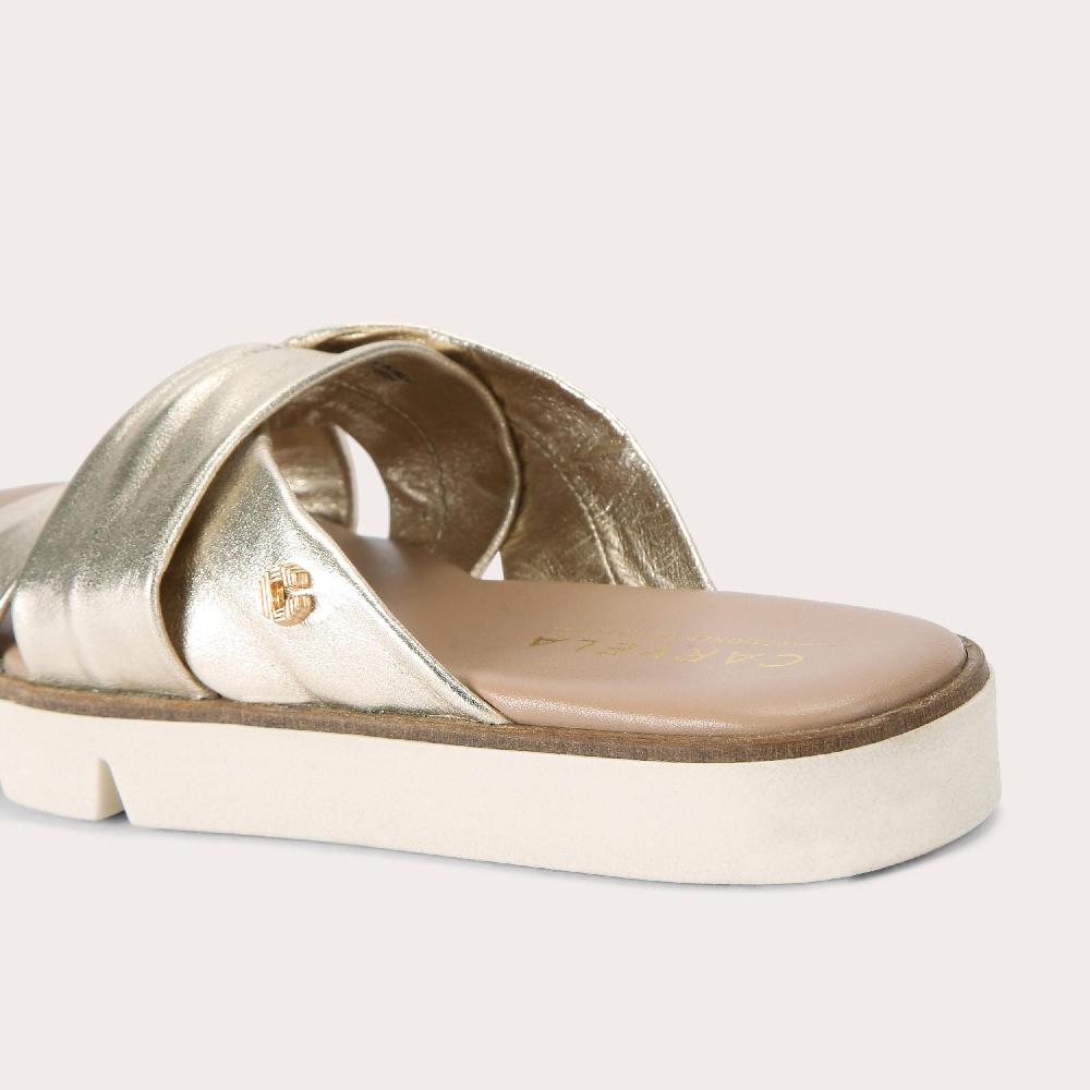 Carvela VITA CROSS STRAP Gold Slip On Sandal By CARVELA COMFORT