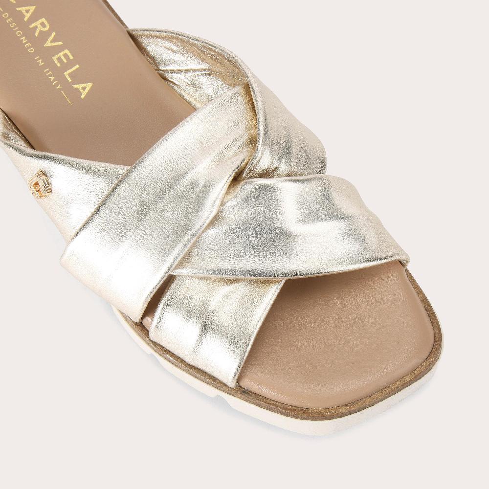 Carvela VITA CROSS STRAP Gold Slip On Sandal By CARVELA COMFORT