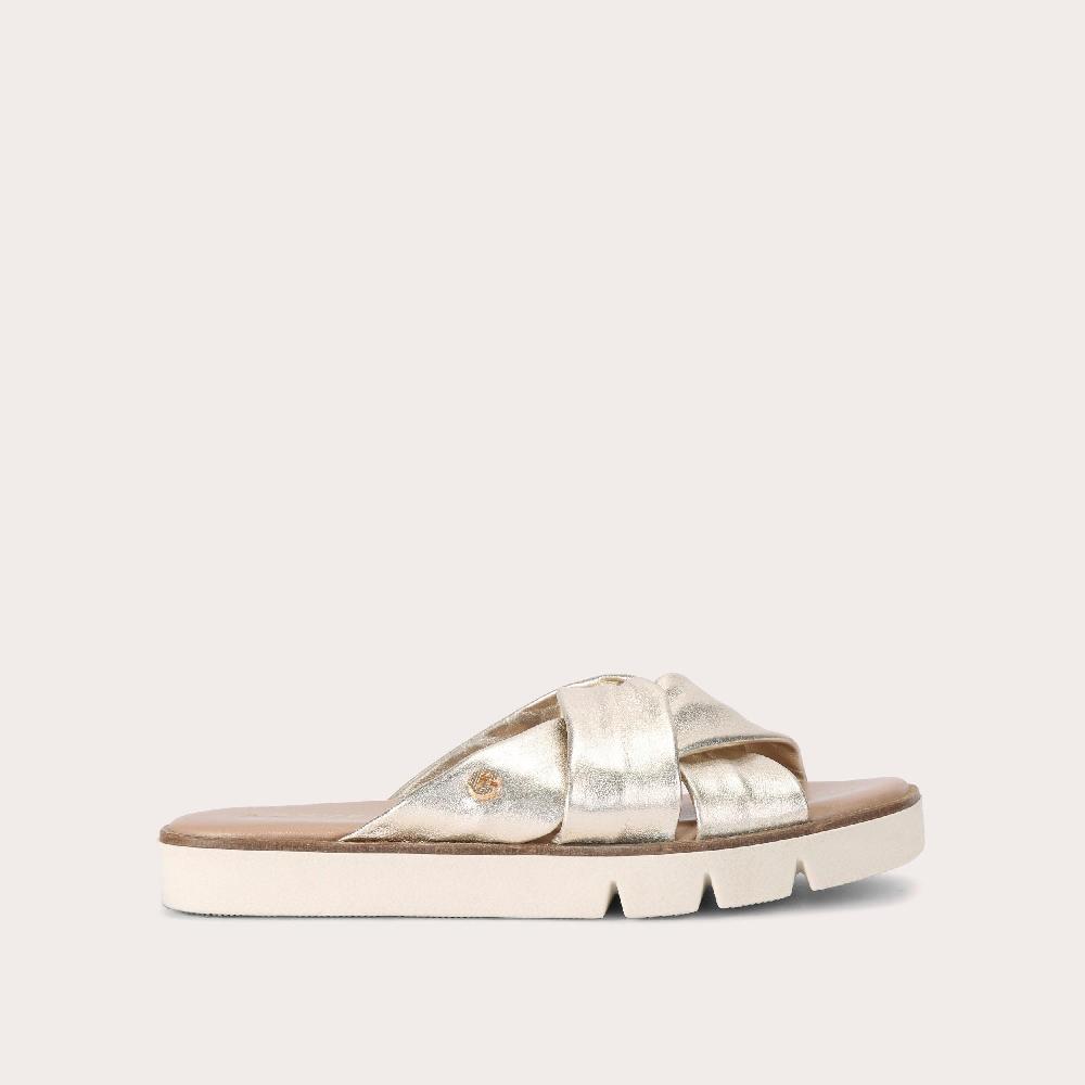 carvela VITA CROSS STRAP Gold Slip On Sandal by CARVELA COMFORT