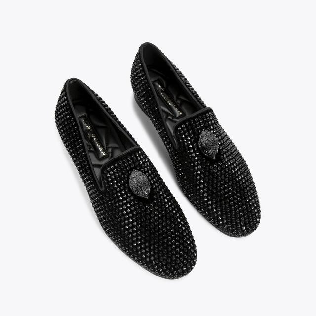 Carvela By Kurt Geiger ACE STUD Black Crystal Embellished Eagle Slip On Loafers By KURT GEIGER LONDON