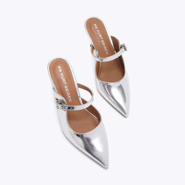 Carvela By Kurt Geiger ALINA MULE Metallic Silver Mule Heel By KG KURT GEIGER