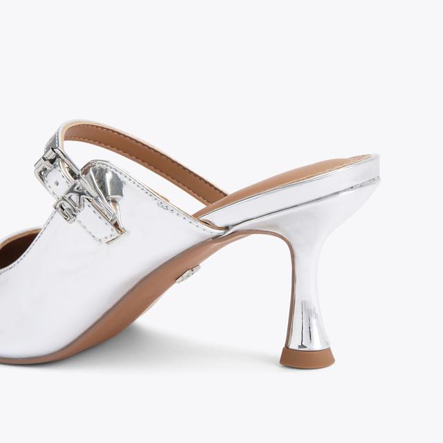 Carvela By Kurt Geiger ALINA MULE Metallic Silver Mule Heel By KG KURT GEIGER