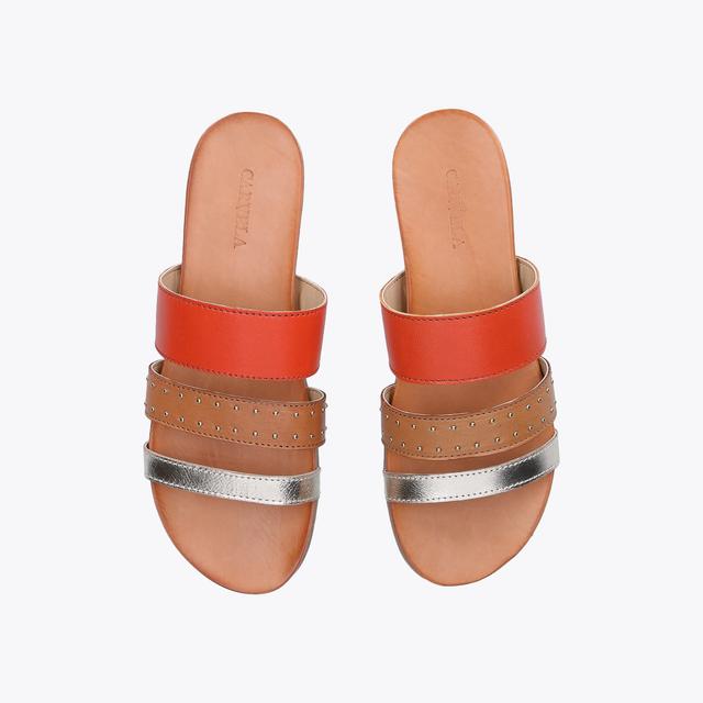 Carvela By Kurt Geiger ANTIGUA Orange Leather Flat Sandals By CARVELA