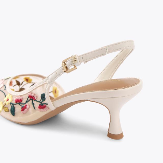 Carvela By Kurt Geiger ARIA LOW2 White Mesh Floral Heels By KG KURT GEIGER
