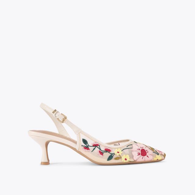 carvela by kurt geiger ARIA LOW2 White Mesh Floral Heels by KG KURT GEIGER