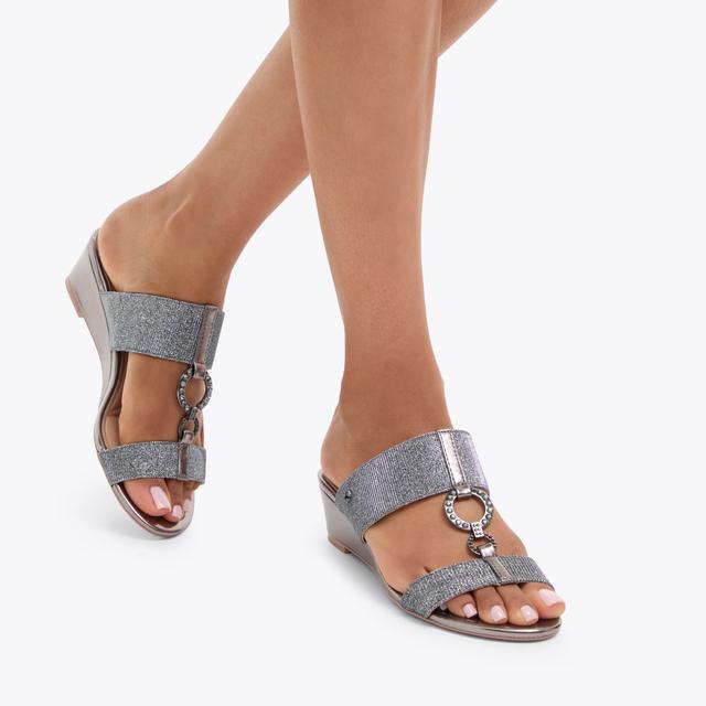 Carvela By Kurt Geiger ARLETTA MID WEDGE Gunmetal Kitten Wedge Heel By CARVELA COMFORT