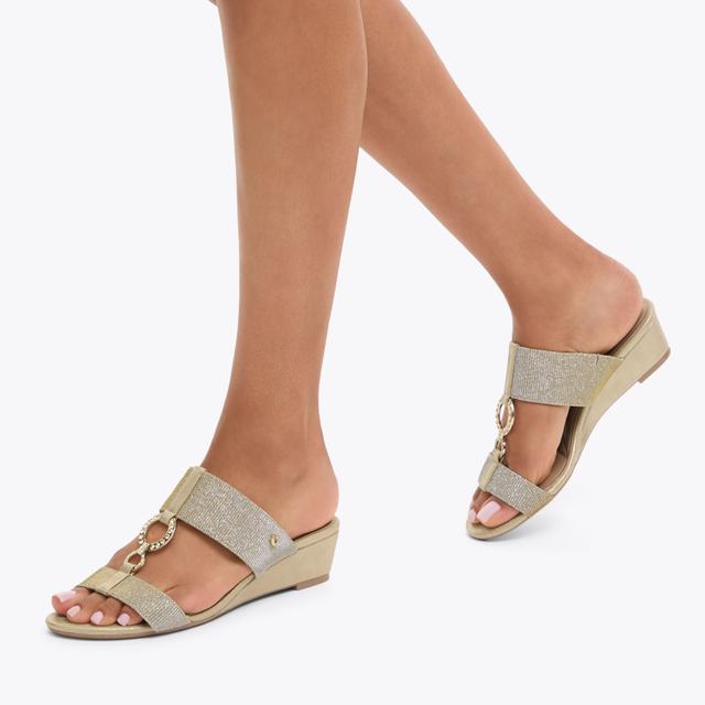 Carvela By Kurt Geiger ARLETTA MID WEDGE Metallic Gold Wedge Heel By CARVELA COMFORT