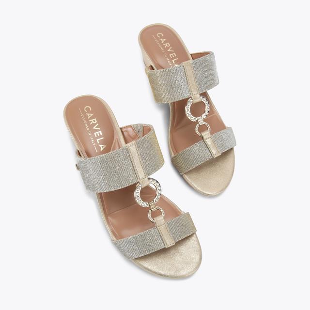 Carvela By Kurt Geiger ARLETTA MID WEDGE Metallic Gold Wedge Heel By CARVELA COMFORT