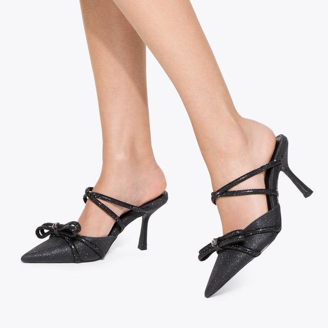 Carvela By Kurt Geiger AVERY Black Glimmer Mule Heel By KG KURT GEIGER