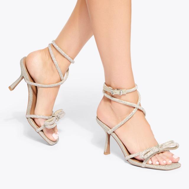 Carvela By Kurt Geiger AVERY SANDAL Silver Crystal Heel By KG KURT GEIGER