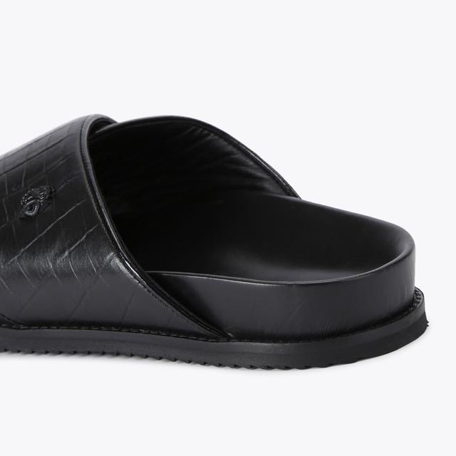 Carvela By Kurt Geiger BARON SANDAL Black Croc Embossed Sandal By KURT GEIGER LONDON