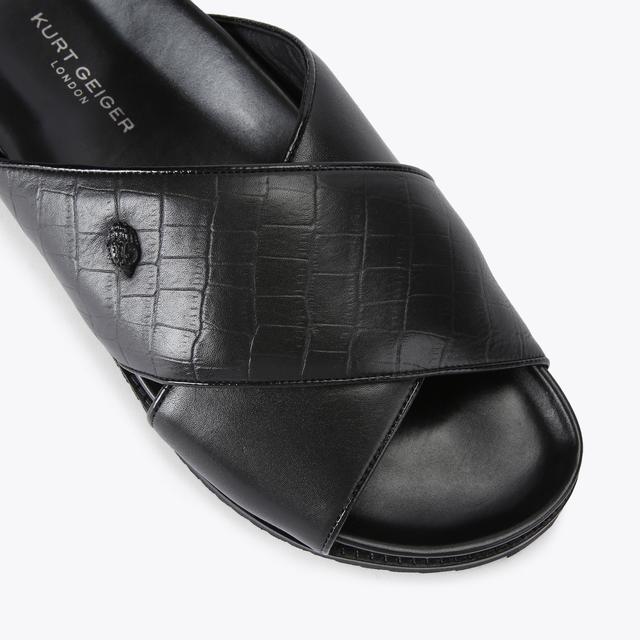 Carvela By Kurt Geiger BARON SANDAL Black Croc Embossed Sandal By KURT GEIGER LONDON