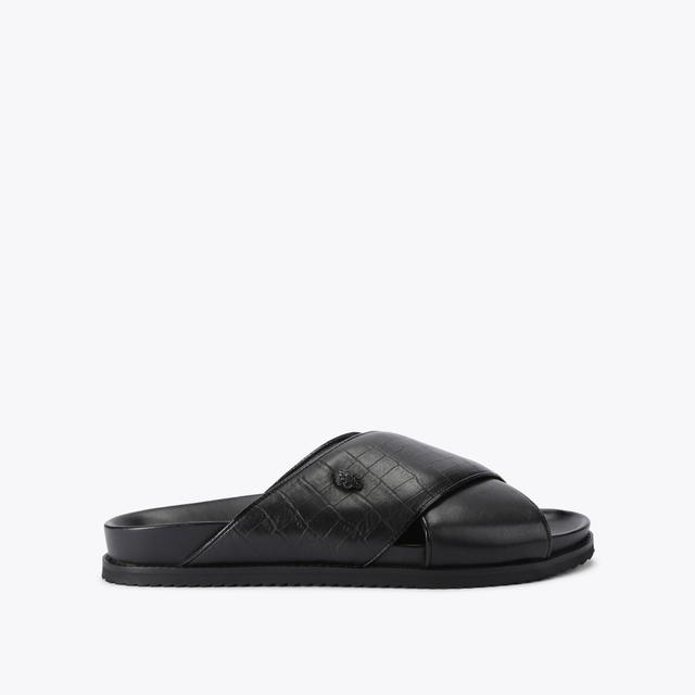 carvela by kurt geiger BARON SANDAL Black Croc Embossed Sandal by KURT GEIGER LONDON
