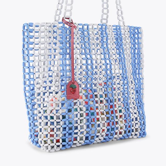 Carvela By Kurt Geiger BEADED KENSINGTON SHOPPER Blue Stripe Beaded Shopper Bag By KURT GEIGER LONDON