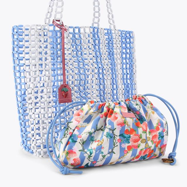 Carvela By Kurt Geiger BEADED KENSINGTON SHOPPER Blue Stripe Beaded Shopper Bag By KURT GEIGER LONDON